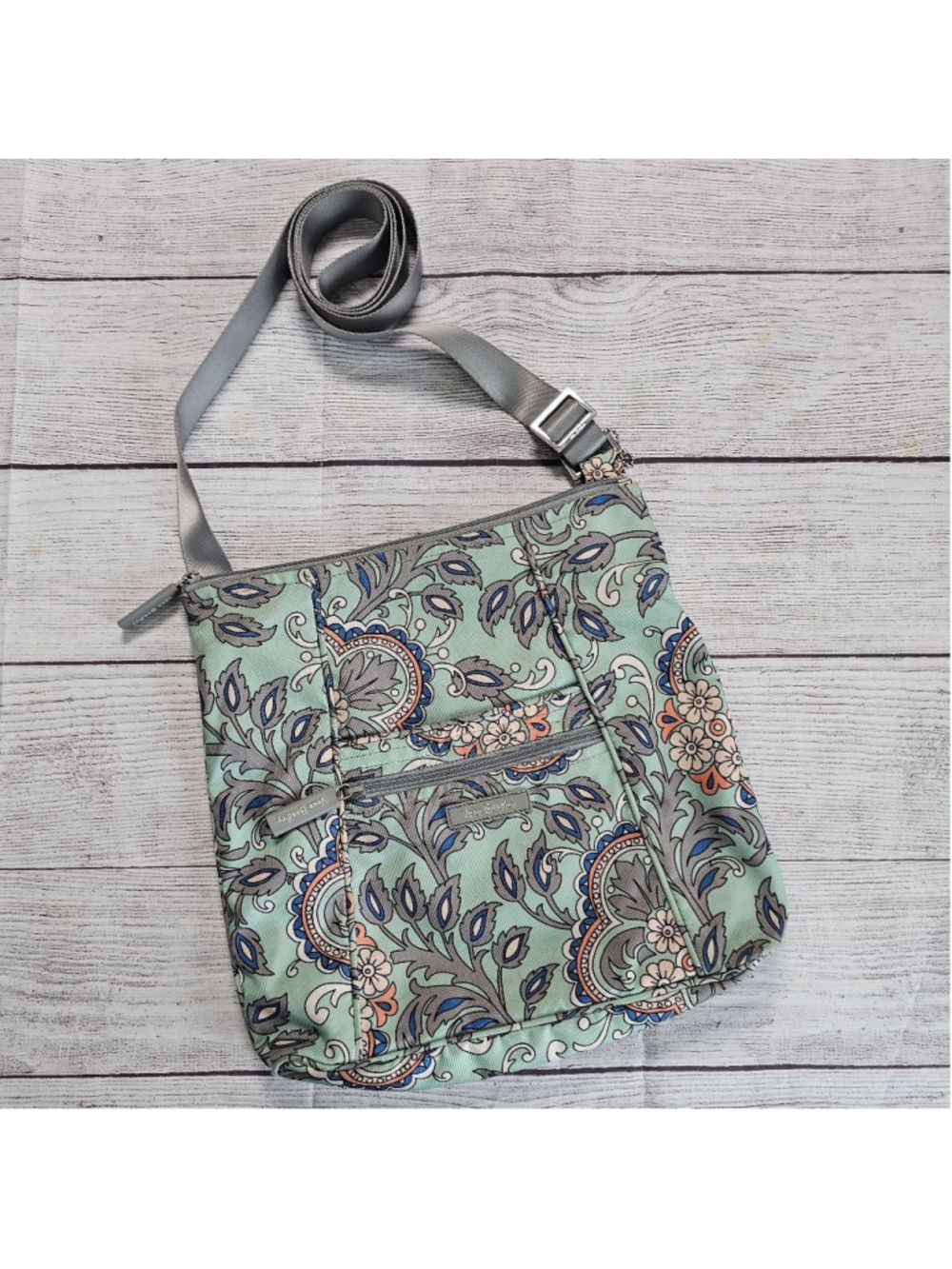 Vera Bradley aquamarine paisley floral crossbody bag, adjustable strap